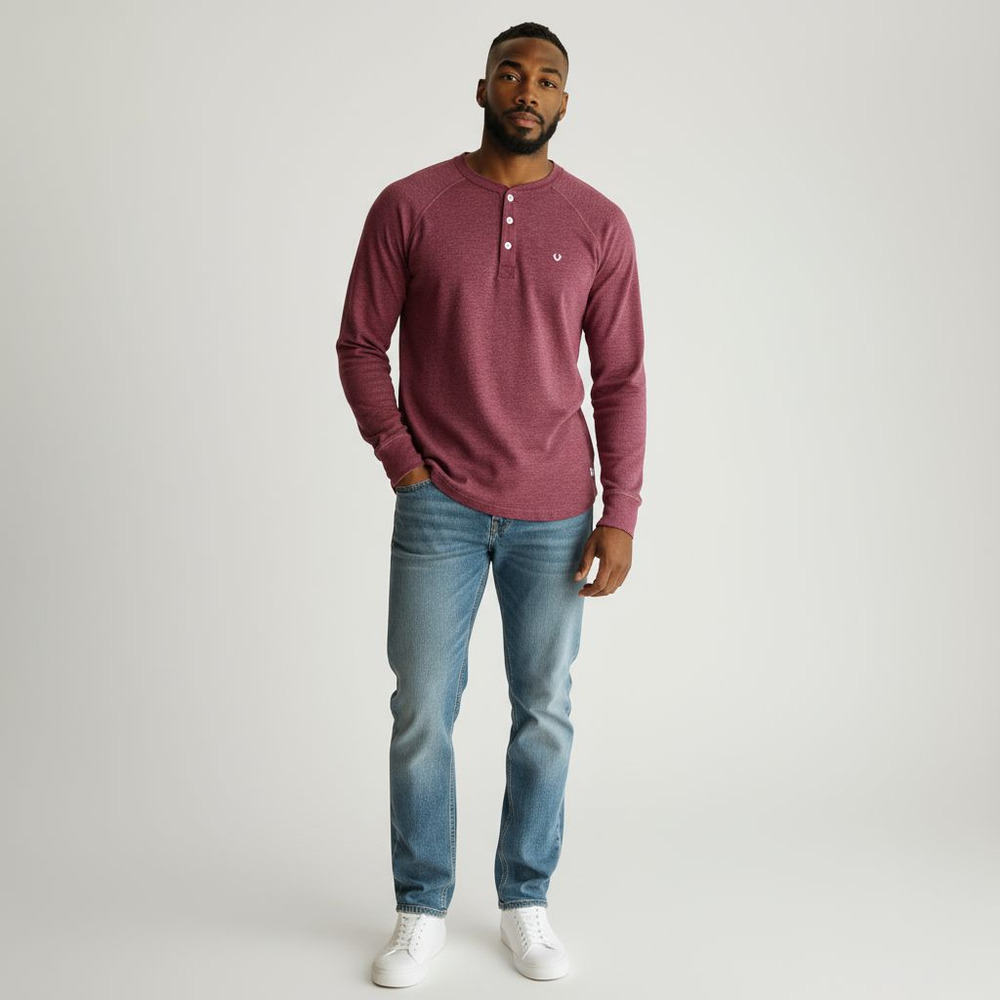 True Religion Men's Long Sleeve Henley Top | XX-Large